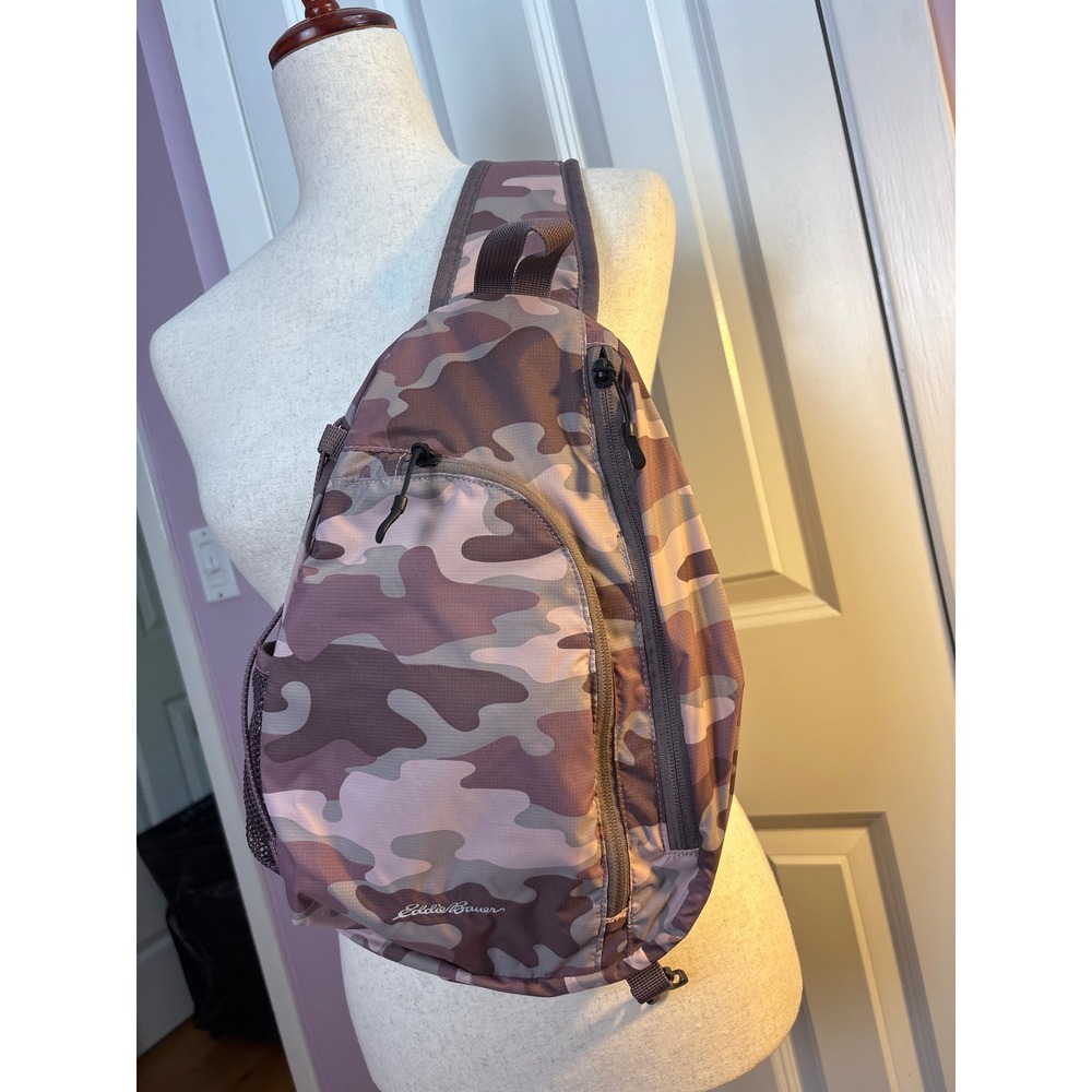 Eddie Bauer Pink Camo Sling Backpack Ripstop Nylon Crossbody Bag 0245 02957